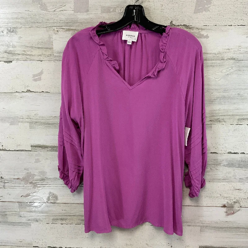 Top 3/4 Sleeve By Andree By Unit In Purple, Size: M