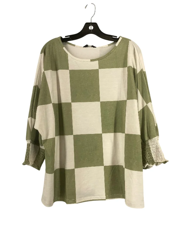 Top 3/4 Sleeve By Clothes Mentor In Green & White, Size: Xl