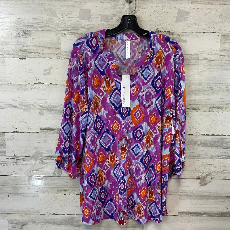 Top 3/4 Sleeve By DEAR SCARLETT  In Purple, Size: 2x