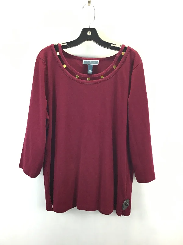 Top 3/4 Sleeve By Karen Scott In Red, Size: 2x