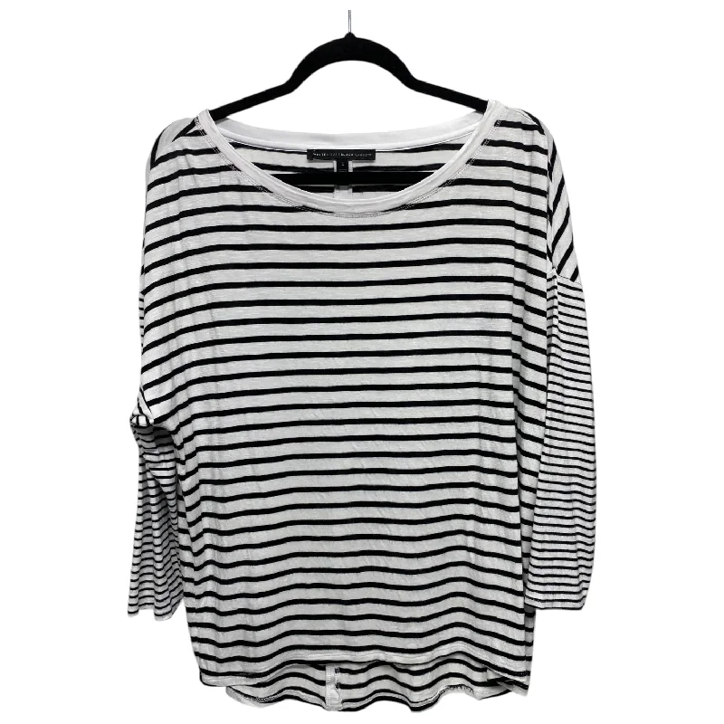 Top 3/4 Sleeve By White House Black Market In Striped Pattern, Size: L