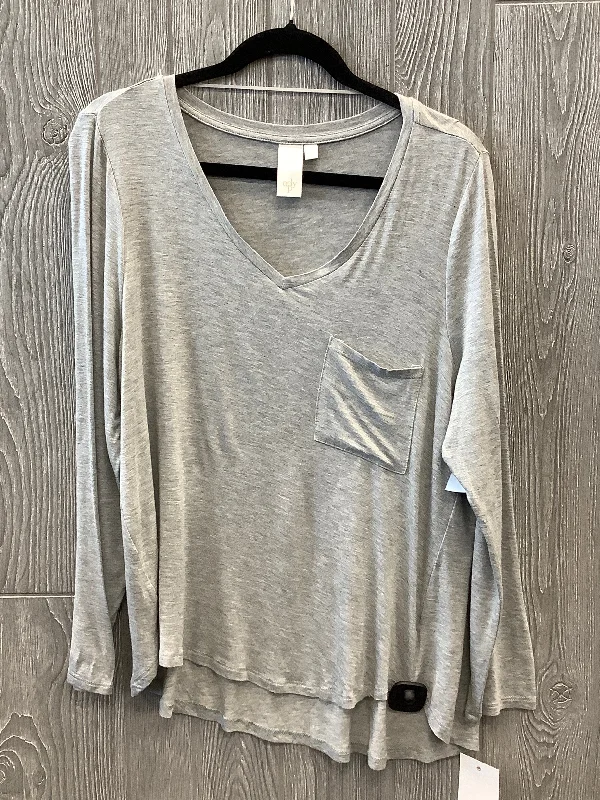 Top Long Sleeve By Clothes Mentor In Grey, Size: L