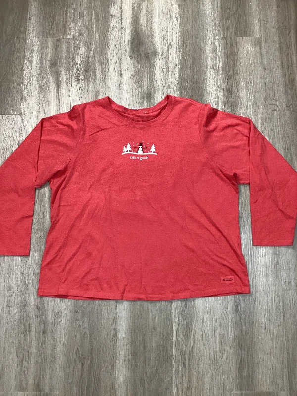 Top Long Sleeve By Life Is Good In Red, Size: 3x