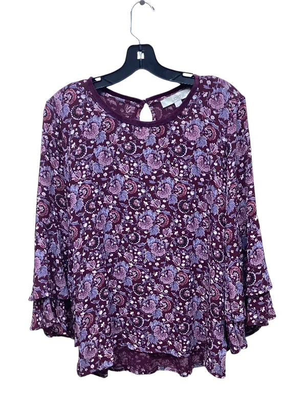 Top Long Sleeve By Loft In Floral Print, Size: M