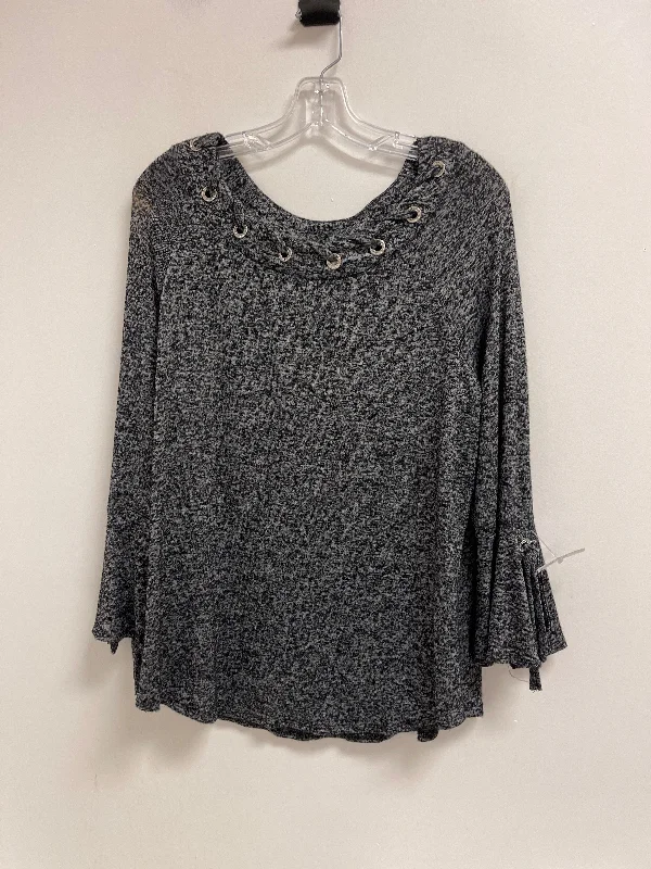 Top Long Sleeve By Perseption Concept In Grey, Size: L