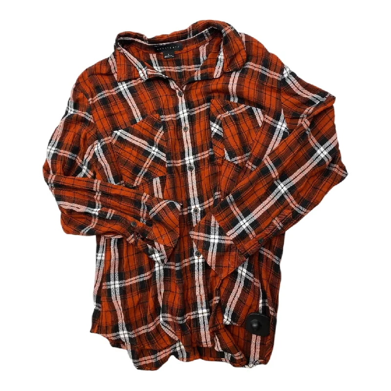 Top Long Sleeve By Sanctuary In Plaid Pattern, Size: L