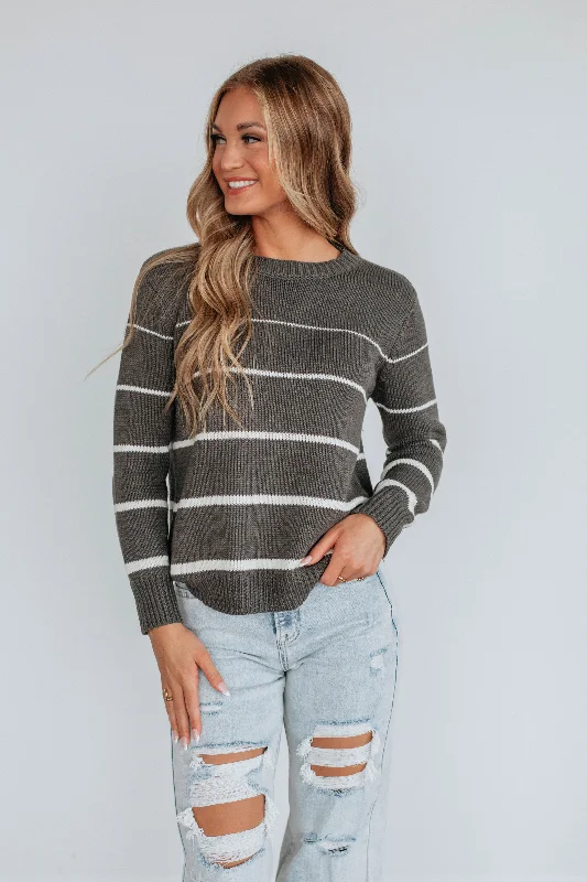 Wyona Striped Sweater - Charcoal