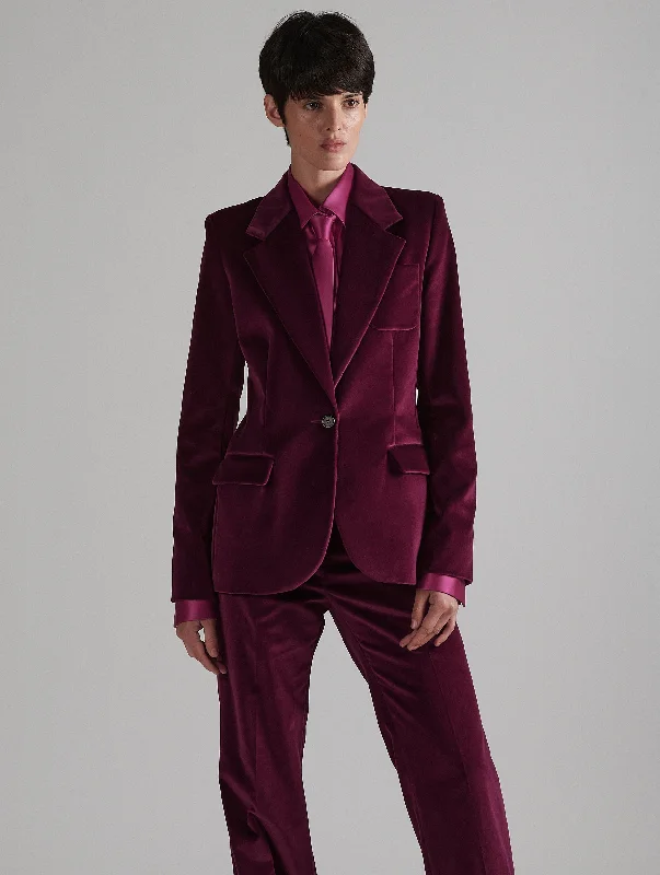 Fitted pomegranate velvet jacket