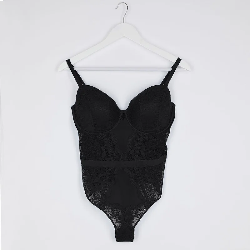 Ladies Black Lace Bodysuit